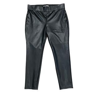 Loft Faux Leather Black Pull-On Pant Leggings, Women's Large Petite